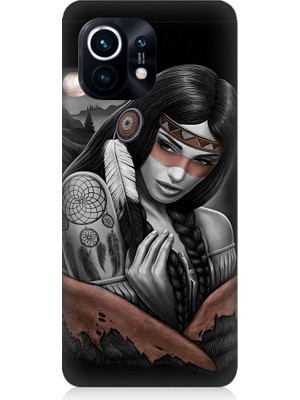 Teknomeg Xiaomi Mi 11 Uyumlu Kızılldereli Kız Dreamcatcher Desenli Silikon Kılıf