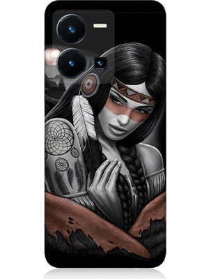 Teknomeg Vivo Y35 Uyumlu Kızılldereli Kız Dreamcatcher Desenli Silikon Kılıf