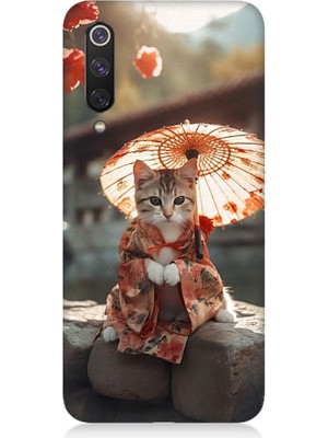 Teknomeg Xiaomi Mi 9se Uyumlu Geyşa Kıyafetli Kedi Desenli Silikon Kılıf