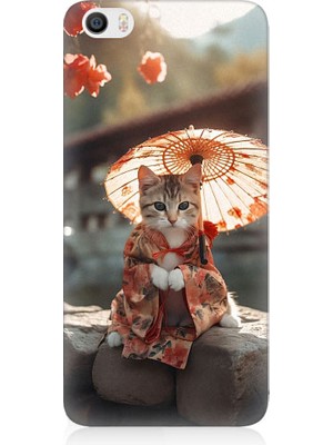 Teknomeg Xiaomi Mi 5 Uyumlu Geyşa Kıyafetli Kedi Desenli Silikon Kılıf