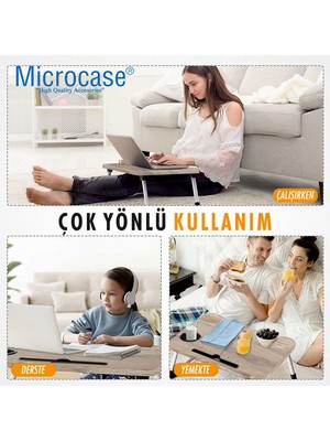 Microcase Portatif Atlantik Çam Tablet ve Bardak Tutuculu Laptop Sehpası Katlanabilir Çalışma Masası Kahvaltı Masası AL4231