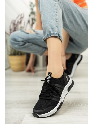 Pasyone Unisex Yazlık Sneaker Ayakkabı Siyah Renk Düz Taban Kadın Kullanıcılar İçin Hava Alabilen
