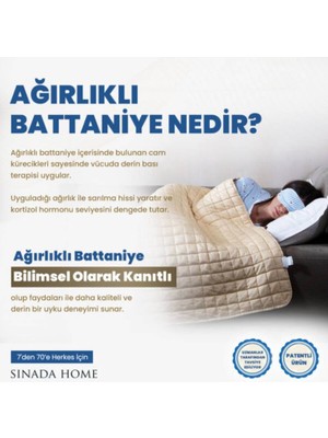 Sinada Ağırlıklı Battaniye Tek Kişilik Yorgan Selenity Taşlı 8 kg Mavi 155X215 %100 Pamuk 4 Mevsim Kullanılabilir