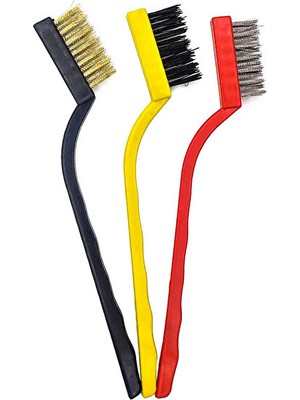 Full Markaj 3 Lü Tel Fırça Detaylı Temizlik Seti Ocak Fırın Mangal Izgara Airfryer Temizliği Tel Pas Sökme Fırçası