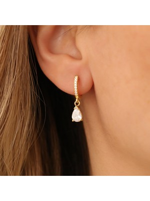 Nox Jewelry 925 Ayar Gümüş Zirkon Taş Detaylı Damla Küpe