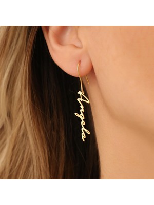 Nox Jewelry 925 Ayar Gümüş Kişiye Özel El Yazısı Küpe