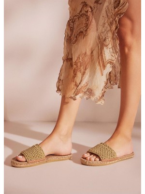 Su Espadril Jade Haki Kadın Örgü Espadril Terlik