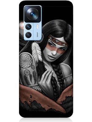 Teknomeg Xiaomi Mi 12T Pro Uyumlu Kızılldereli Kız Dreamcatcher Desenli Silikon Kılıf