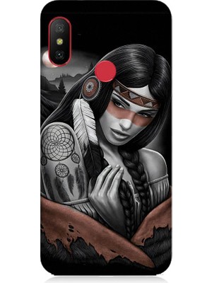 Teknomeg Xiaomi Redmi 6 Pro Uyumlu Kızılldereli Kız Dreamcatcher Desenli Silikon Kılıf