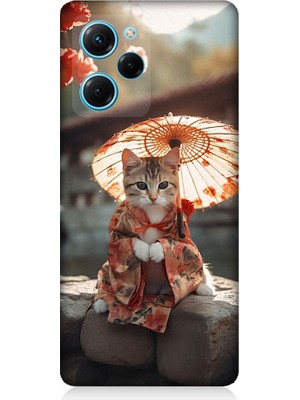 Teknomeg Xiaomi Poco X5 Pro Uyumlu Geyşa Kıyafetli Kedi Desenli Silikon Kılıf