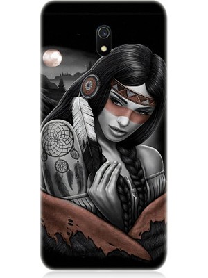 Teknomeg Xiaomi Redmi 8A Uyumlu Kızılldereli Kız Dreamcatcher Desenli Silikon Kılıf