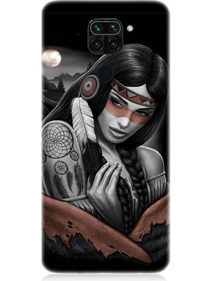 Teknomeg Xiaomi Redmi Note 9 Uyumlu Kızılldereli Kız Dreamcatcher Desenli Silikon Kılıf
