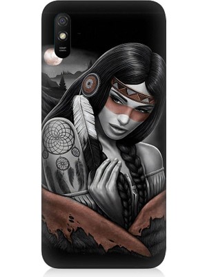 Teknomeg Xiaomi Redmi 9A Uyumlu Kızılldereli Kız Dreamcatcher Desenli Silikon Kılıf