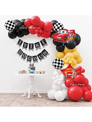 Parti Pera Yarış Araba Temalı Balon Zinciri Doğum Günü Parti Balon Seti