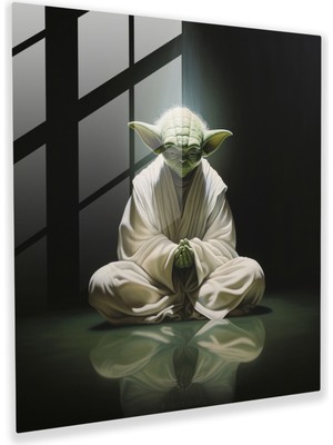 Painted Anarchy Minimalist Serene Yoda Glass Print, 50X50