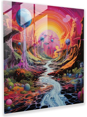 Painted Anarchy Mesmerizing Surrealist Glass Print Of Taz Tearing Through Psychedelic Landscapes, 30X30