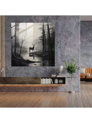 Painted Anarchy Serene Glass Print - Classic Wildlife Charcoal Sketch Glass Wall Art - Timeless Home Decoration, 30X30