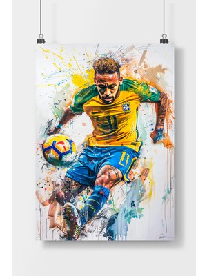 Poster City Neymar Ünlü Futbolcu  Poster Çerçevesiz Parlak Kağıt