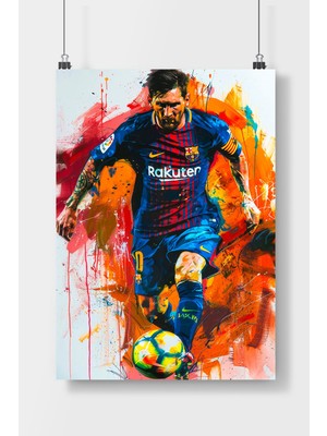 Poster City Lionel Messi Ünlü Futbolcu  Poster Çerçevesiz Parlak Kağıt