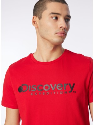 Discovery Expedition Kırmızı Erkek Bisiklet Yaka T-Shirt D4SM-TST3290