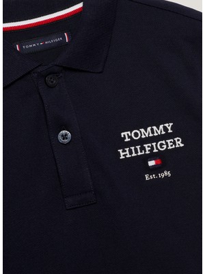 Tommy Hilfiger Düz Lacivert Erkek Çocuk Polo T-Shirt Th Logo Polo S/s