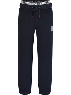 Tommy Hilfiger Lastikli Paça Lacivert Erkek Eşofman Altı Crest Logo Sweatpants