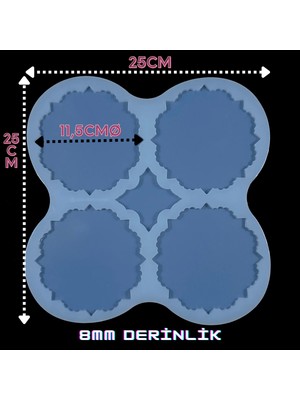 Epoksi Silikon Kalıp / 4lü Dekoratif Bardak Altlığı