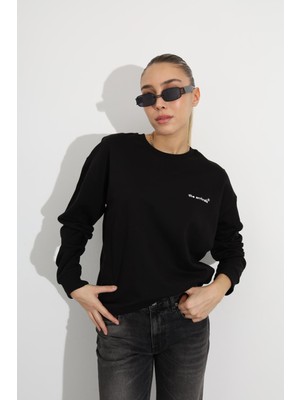 5in1Canpolat Siyah The Arrivals Baskılı Sweatshirt