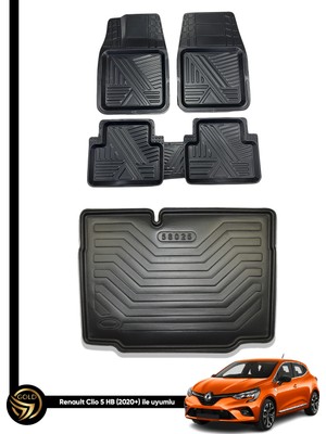 Dnz Renault Clio 5 3D Ares Oto Paspas ve Araca Özel Kauçuk Bagaj Havuzu Set