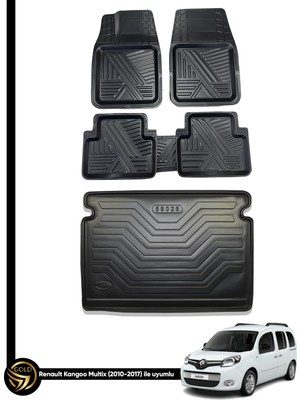 Dnz Renault Kangoo Multix 2010-2017 3D Ares Oto Paspas ve Araca Özel Kauçuk Bagaj Havuzu Set