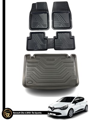 Dnz Renault Clio 4 3D Ares Oto Paspas ve Araca Özel Kauçuk Bagaj Havuzu Set
