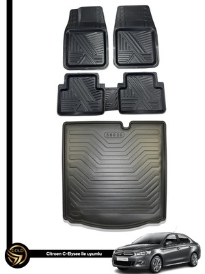 Dnz Citroen C-Elysee 3D Ares Oto Paspas ve Araca Özel Kauçuk Bagaj Havuzu Set