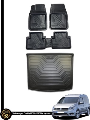 Dnz Volkswagen Caddy 3D Ares Oto Paspas ve Araca Özel Kauçuk Bagaj Havuzu Set