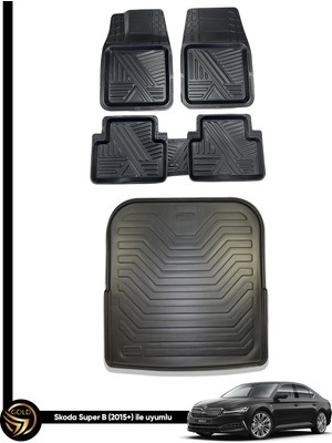 Dnz Skoda Super B 3D Ares Oto Paspas ve Araca Özel Kauçuk Bagaj Havuzu Set
