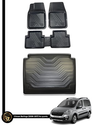 Dnz Citroen Berlingo 2008+ 3D Ares Oto Paspas ve Araca Özel Kauçuk Bagaj Havuzu Set