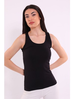 Julude Siyah Tutku Kadın Elastan Geniş Askılı Atlet P-00002573