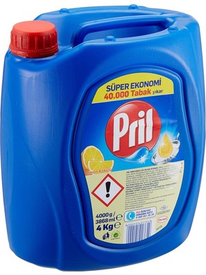 Pril Sıvı Bulaşık Deterjanı Limon 4 kg x 4 Adet Süper Ekonomik 40.000 Tabak İçin Etkili Temizlik
