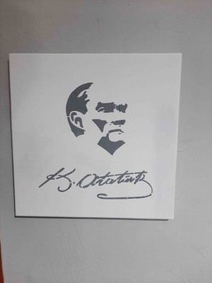 Grafhum Kemal Atatürk Süliet ve Imzalı Dokulu Tablo