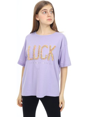 Angelos Girls Kız Çocuk Tasarım Yazı Desenli T-Shirt 9-14 Yaş LX038