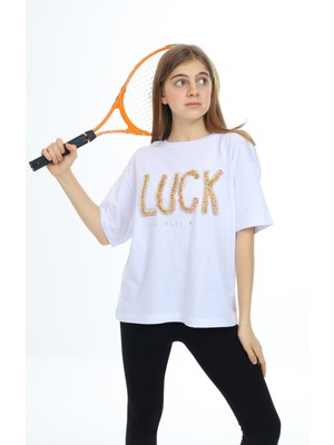 Angelos Girls Kız Çocuk Tasarım Yazı Desenli T-Shirt 9-14 Yaş LX038