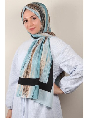 Eşarppark Jakarlı Icon Şal 3104-12 Su Mavisi