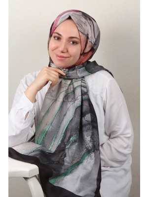 Eşarppark Soft Touch Şal 2775-6 Siyah-Su Yeşili