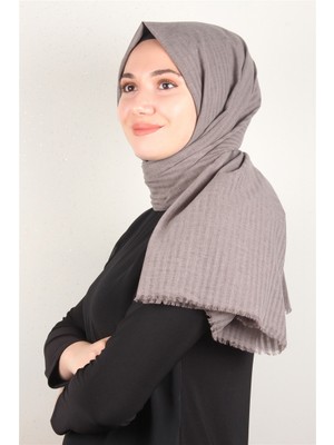 Eşarppark Çizgili Pamuk Şal 1969-32 Miskli Kahve