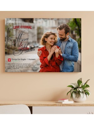 Bk Gift Sevgililere Özel Romantik Film Afişi Tasarımlı Kanvas Tablo-2(Sadece Yatay Fotoğraflar Için), Sevgiliye Hediye, Yıl Dönümü Hediyesi (50X70CM)