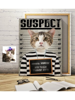 BK Kişiye Özel Evcil Dost Şüpheli Kedi Pet Kanvas Tablo (50 x 70 Cm.) 1