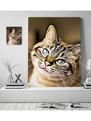 BK Kişiye Özel Evcil Dost Dijital Art Kedi Pet Kanvas Tablo (50 x 70 Cm.) 1