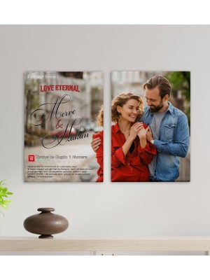 Bk Gift Sevgililere Özel Romantik Film Afişi Tasarımlı 2’li Kanvas Tablo 30X50CM-2, Sevgiliye Hediye, Yıl Dönümü Hediyesi