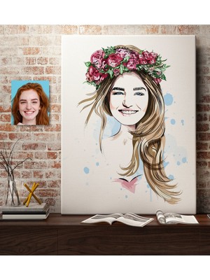 BK Kişiye Özel Kadın Illüstrasyon Tasarımlı Kanvas Tablo (50 x 70 Cm.) 3