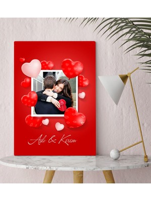 BK Kişiye Özel Sevgili Fotoğraflı Kalpli Kanvas Tablo (30X50CM.)