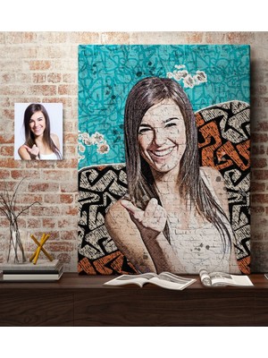 BK Kişiye Özel Kadın Graffiti Çizim Tasarımlı Kanvas Tablo (50 x 70 Cm.)
